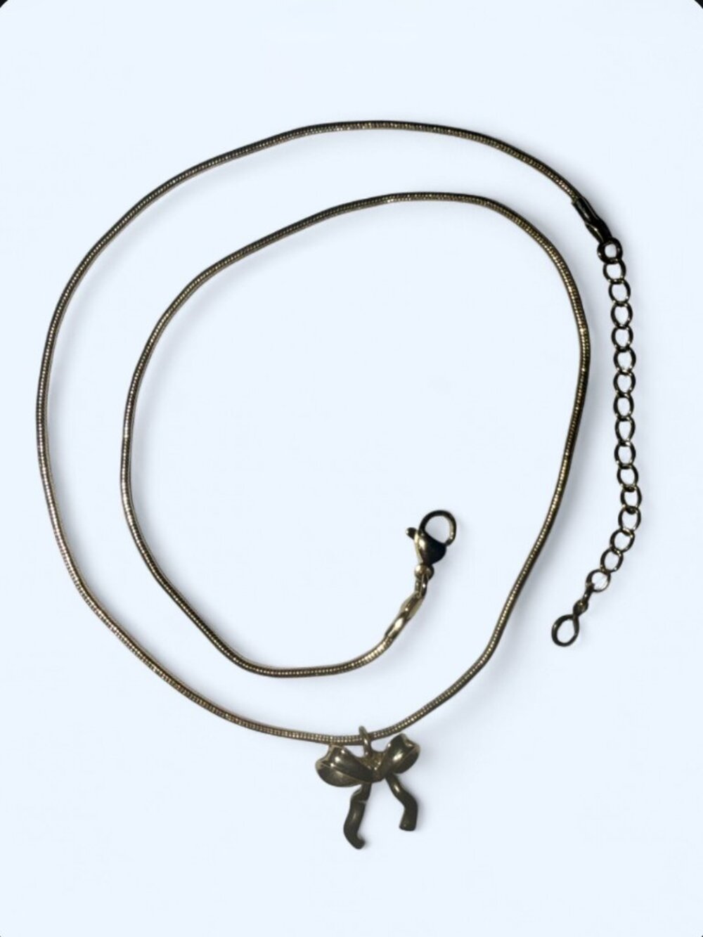 Dainty Gold Bow Charm Snake Chain Necklace - Coquette Aesthetic